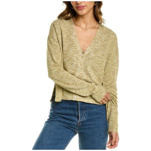 Theory Tops - Theory Linen Blend Hanalee Button Cardigan SZ M Minimalist Neutral Light Knit